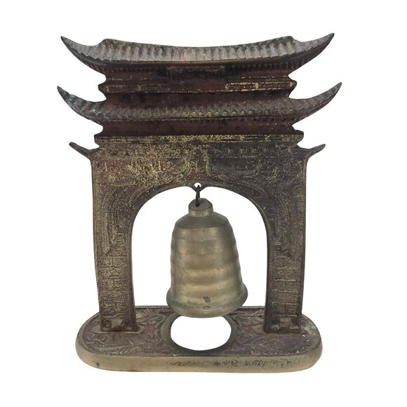 Vintage Asian-Inspired Decorative Brass Bell Pagoda Arch Design JE356 - Picture 4 of 6